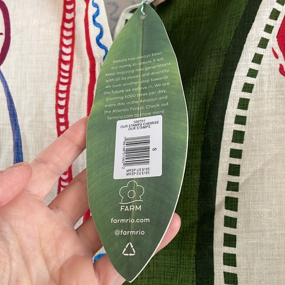 FARM Rio Red and Blue Mandarin Collar Shirt Dress - Picture 5 of 11